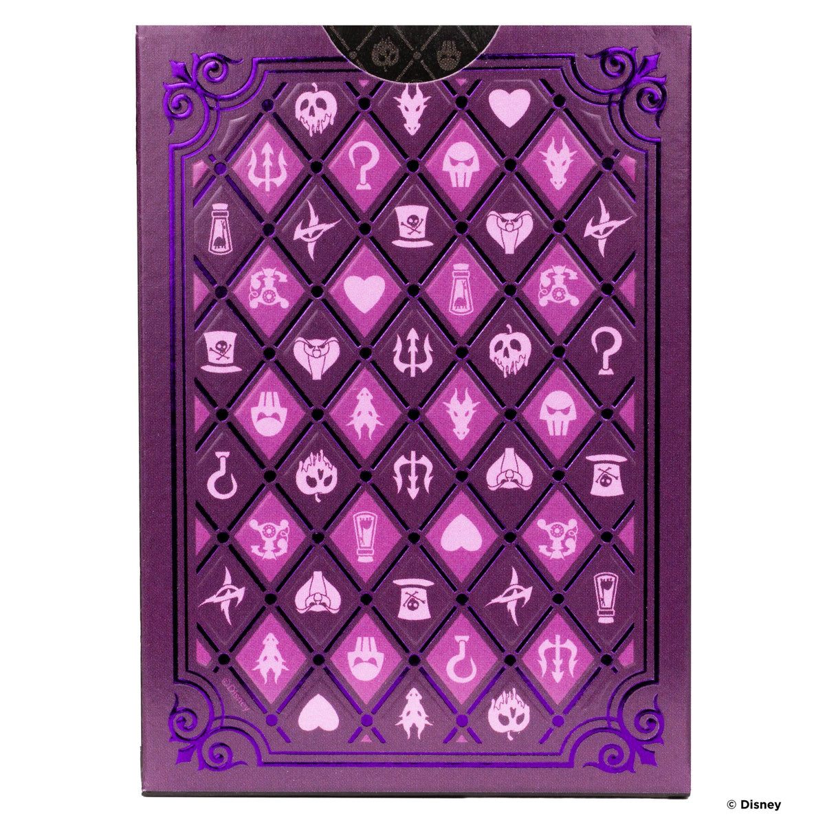 Rückansicht der lilafarbenen Bicycle Disney Villains Spielkarten