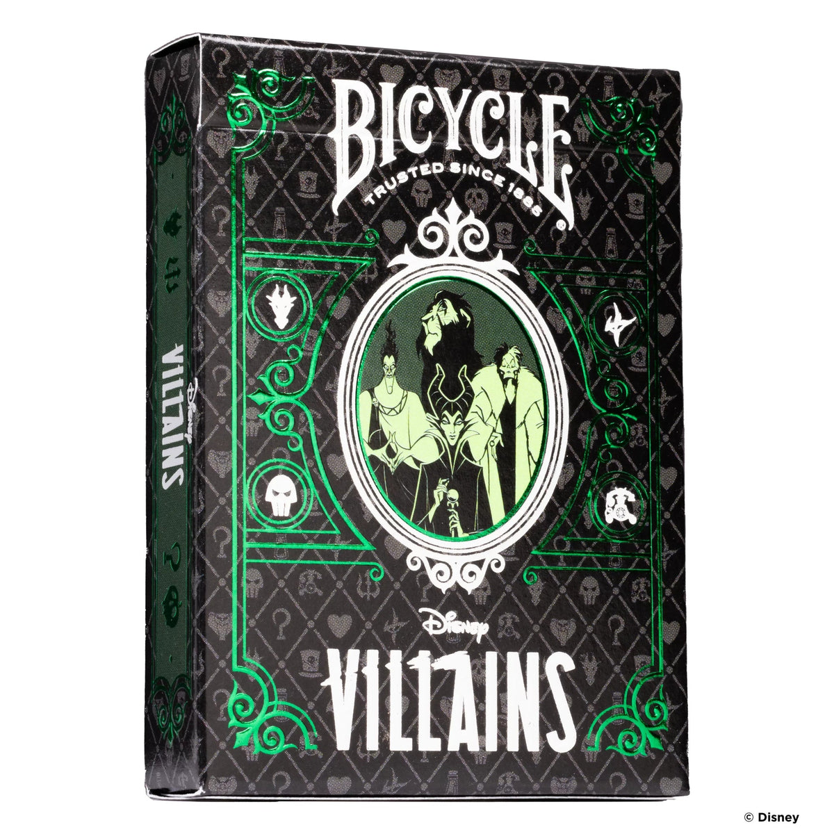 Grüne Bicycle-Disney-Villains-Kartenschachtel von vorne