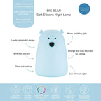 Bär Silikon LED Lampe Nachtlicht (blau) - Rabbit & Friends