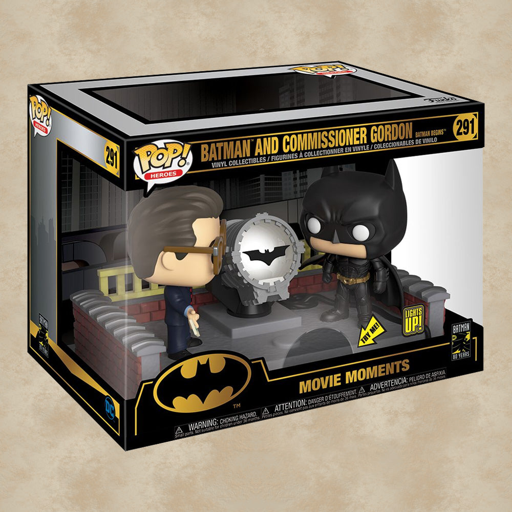 Funko POP! Batman and Commissioner Gordon mit Bat Signal (leuchtend) - Batman 80 Jahre