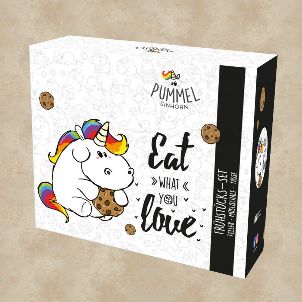 Frühstücksset “Eat what you love” – Pummeleinhorn