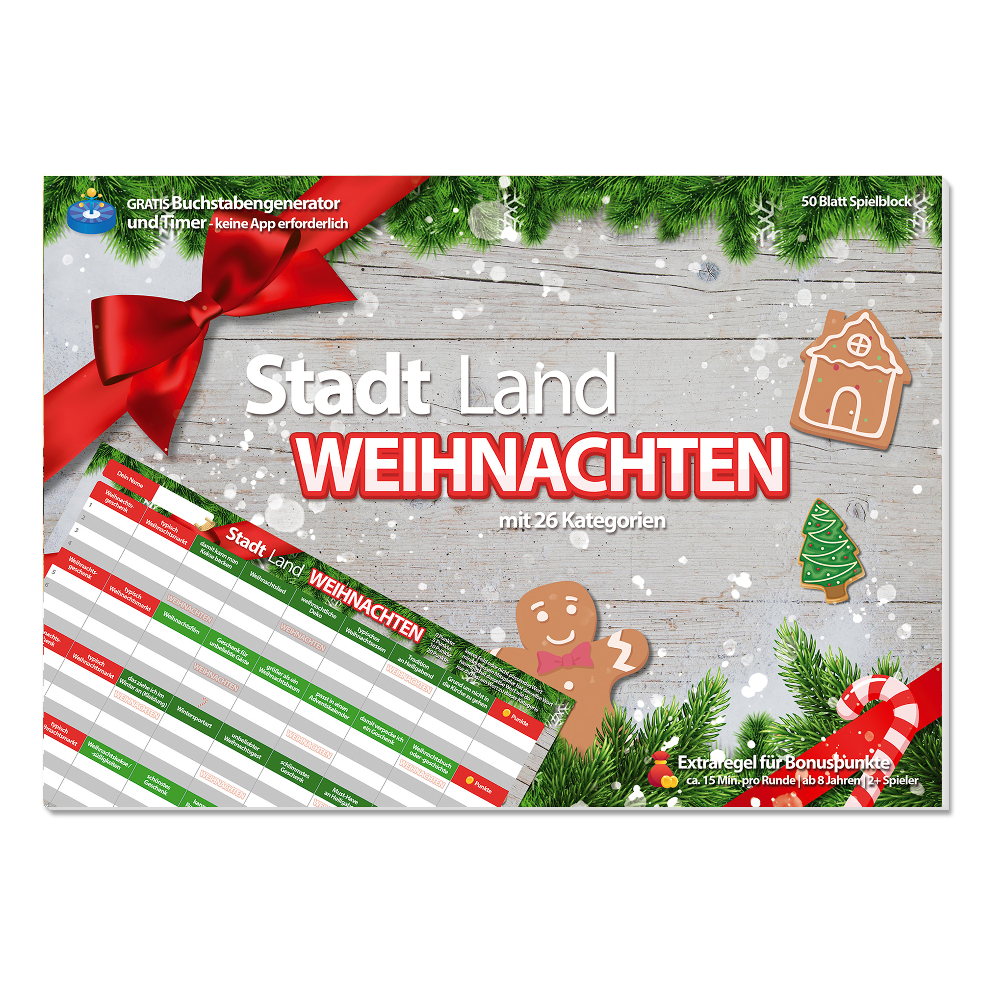 Stadt Land Weihnachten (DIN A4) Spielblock