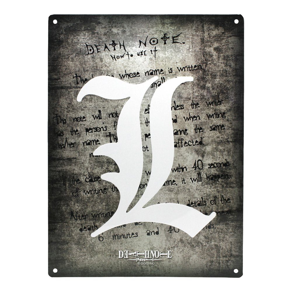 L Symbol Blechschild - Death Note L Symbol Blechschild - Death Note
