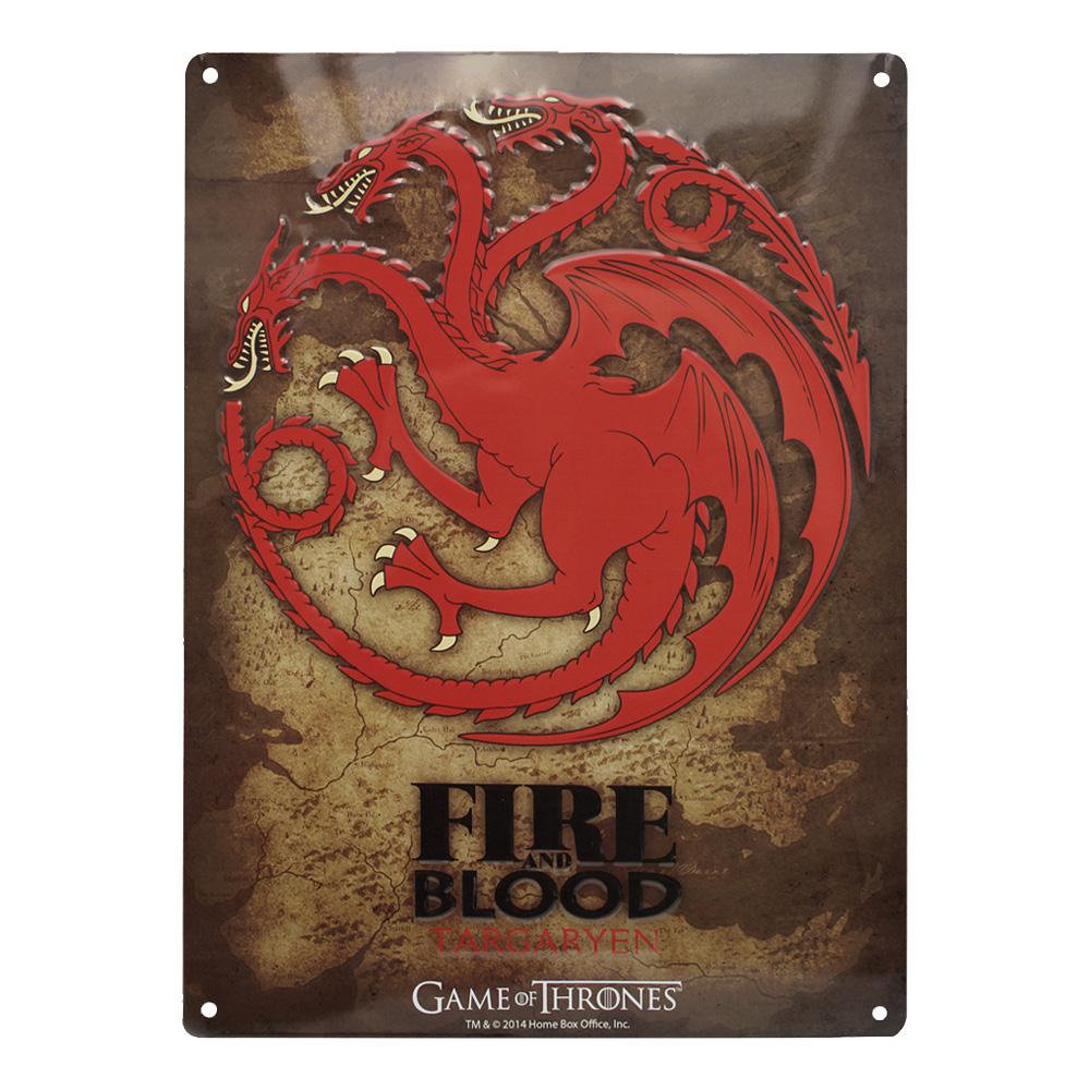 Targaryen Fire and Blood Blechschild - Game of Thrones