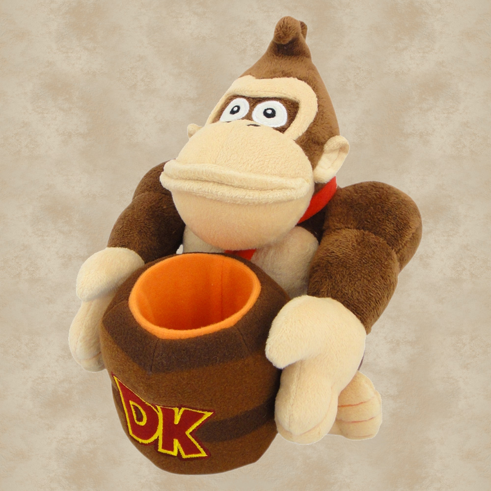 Donkey Kong mit Fass Plüschfigur (21 cm) - Super Mario