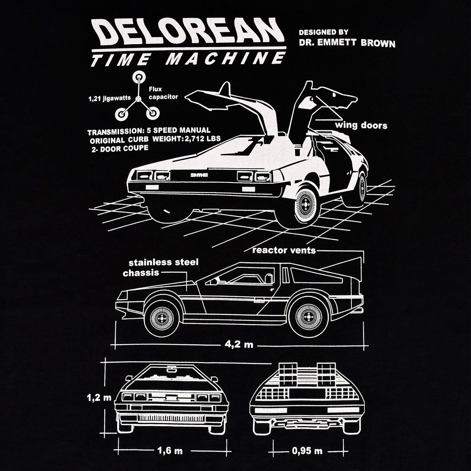 Delorean Blueprint T-Shirt - Zurück in die Zukunft