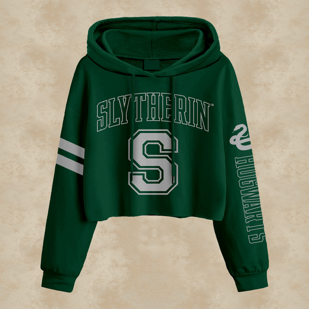 Slytherin College Style Cropped Hoodie - Harry Potter