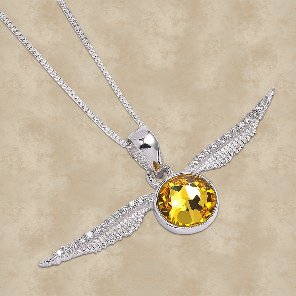 Goldener Schnatz Halskette mit Swarovski Kristallen – Harry Potter