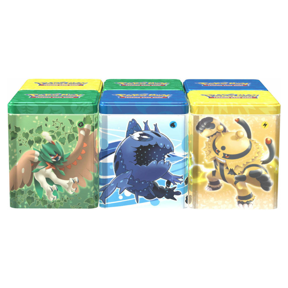 Pokémon Stackable Tin Box (Typ Pflanze) mit Booster Packs