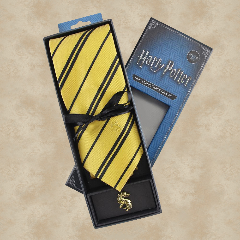 Hufflepuff Krawatte mit Pin (Deluxe Box) - Harry Potter